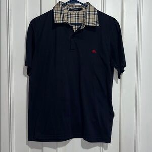 Women’s Burberry  Black Polo Shirt with traditional Collar size large